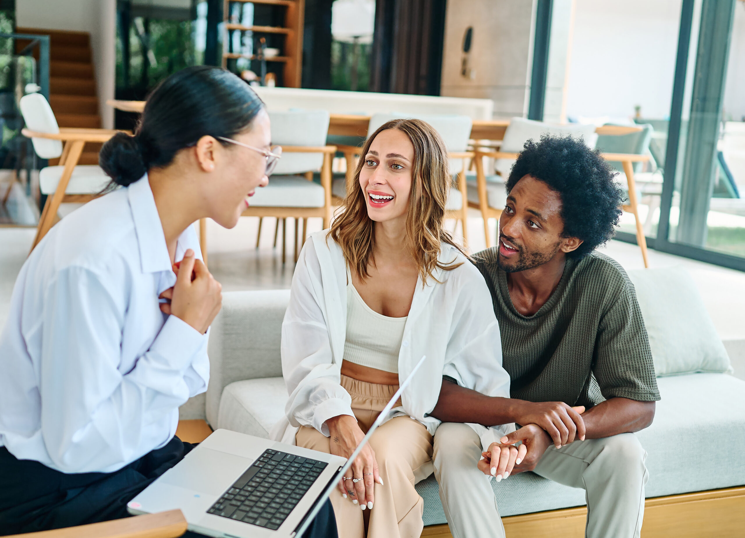 A sales representative with clients